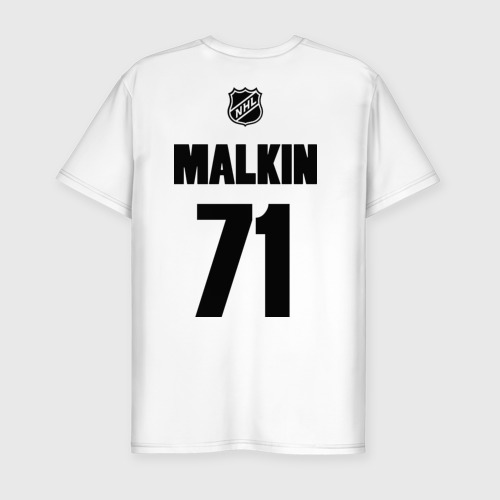 Мужская футболка приталенная из хлопка с принтом Pittsburgh Penguins Malkin 71, вид сзади №1