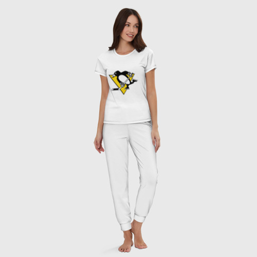 Женская пижама хлопок Pittsburgh Penguins Malkin 71, цвет белый - фото 5