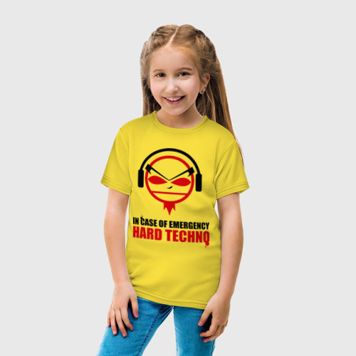 Детская футболка хлопок Hard Techno, цвет желтый - фото 5