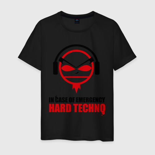 Мужская футболка хлопок Hard Techno, цвет черный