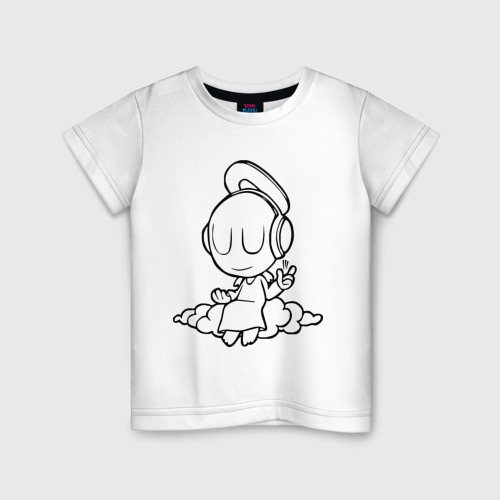 Детская футболка хлопок Ангел в наушниках, цвет белый