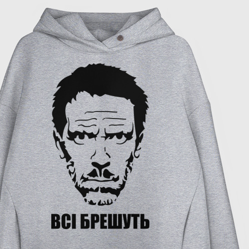 Женское худи Oversize хлопок Bci Брешуть, цвет меланж - фото 3