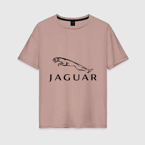 Женская футболка хлопок Oversize Jaguar, цвет пыльно-розовый