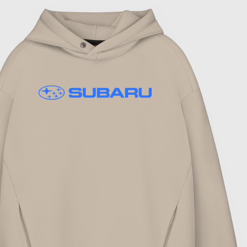 Мужское худи Oversize хлопок Subaru 3, цвет миндальный - фото 4