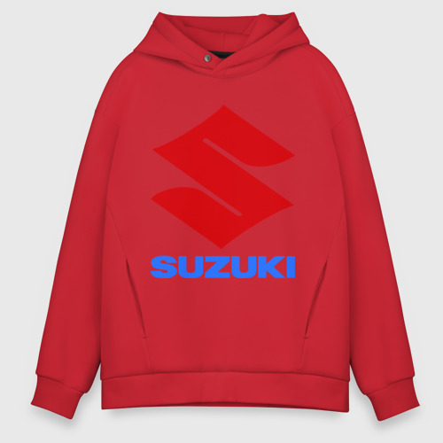 Мужское худи Oversize хлопок Suzuki, цвет красный