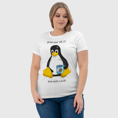Женская футболка хлопок Drink your OS And smell Linux - фото 6