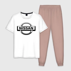 Мужская пижама с белой футболкой хлопок Nissan club