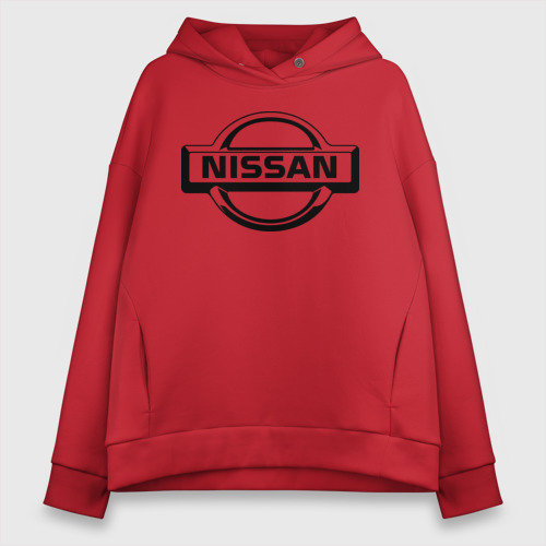 Женское худи Oversize хлопок Nissan club, цвет красный