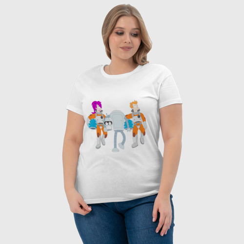 Женская футболка хлопок Футурама - Бендер держит голову, цвет белый - фото 6