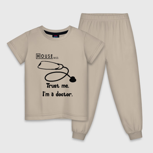 Детская пижама хлопок с принтом House Trust me I am a doctor, вид спереди #2