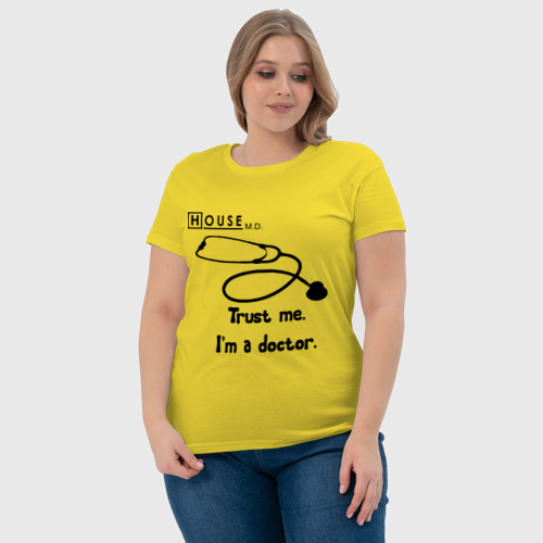 Женская футболка хлопок с принтом House Trust me I am a doctor, фото #4