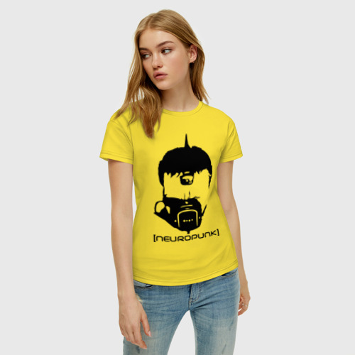 Женская футболка хлопок с принтом Neuropunk, фото на моделе #1