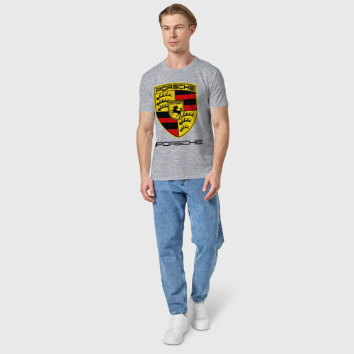 Мужская футболка хлопок Porsche 2, цвет меланж - фото 5