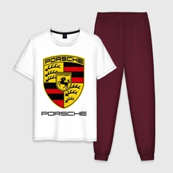 Мужская пижама с белой футболкой хлопок Porsche 2