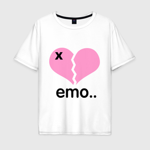 Мужская футболка хлопок Oversize Сердце эмо, цвет белый