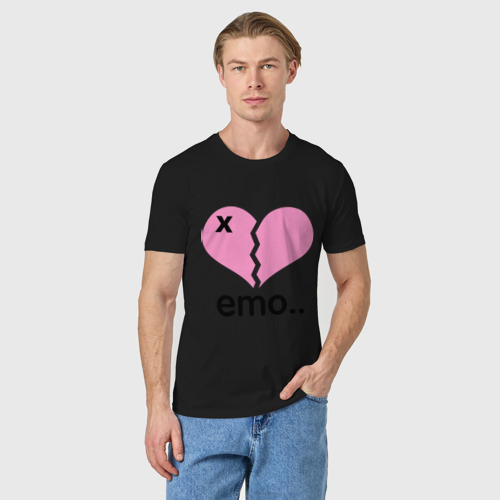 Мужская футболка хлопок Сердце эмо, цвет черный - фото 3