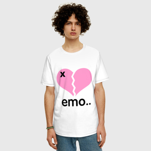 Мужская футболка хлопок Oversize Сердце эмо, цвет белый - фото 3