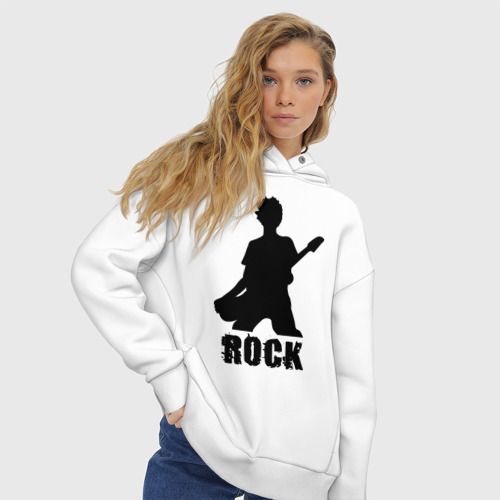 Женское худи Oversize хлопок Rock (5), цвет белый - фото 4