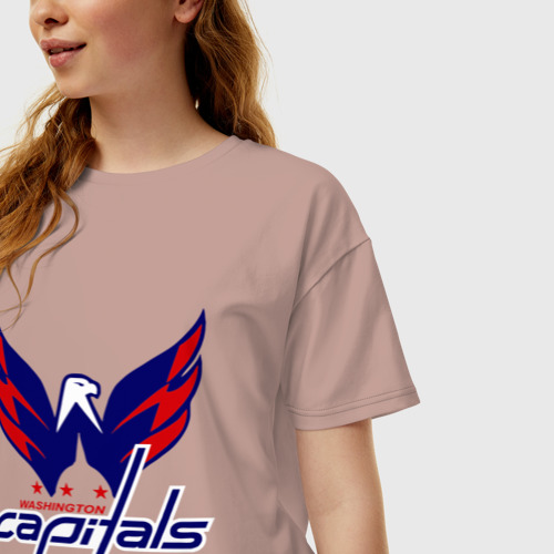 Женская футболка хлопок Oversize Овечкин Washington Capitals, цвет пыльно-розовый - фото 3