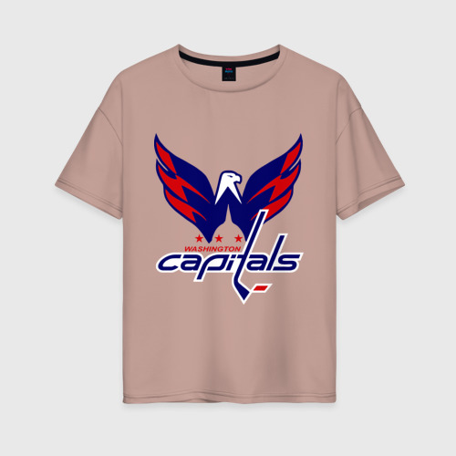 Женская футболка хлопок Oversize Овечкин Washington Capitals, цвет пыльно-розовый