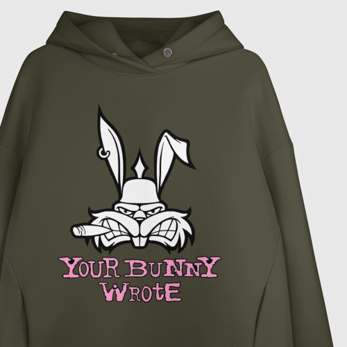 Женское худи Oversize хлопок Your Bunny Wrote, цвет хаки - фото 3