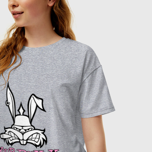 Женская футболка хлопок Oversize Your Bunny Wrote, цвет меланж - фото 3