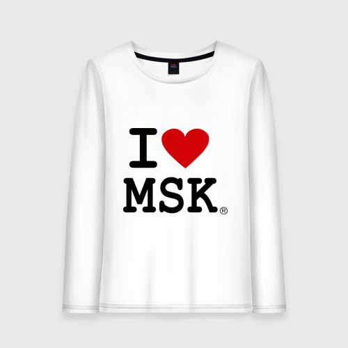 Женский лонгслив хлопок I love MSK (Moscow), цвет белый