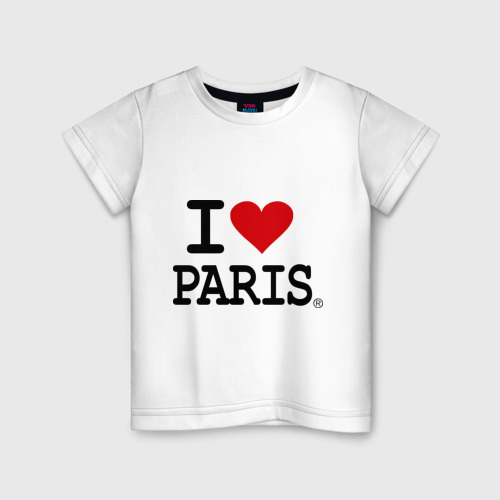 Детская футболка хлопок I love Paris, цвет белый