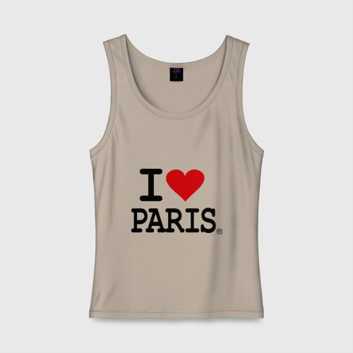 Женская майка хлопок I love Paris, цвет миндальный