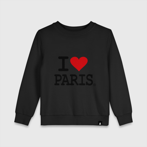 Детский свитшот хлопок I love Paris, цвет черный