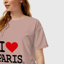 Женская футболка хлопок Oversize I love Paris - фото 2