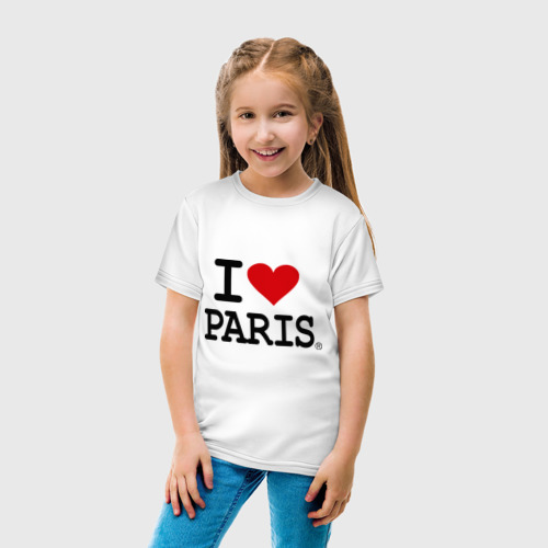 Детская футболка хлопок I love Paris, цвет белый - фото 5