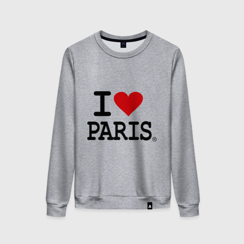 Женский свитшот хлопок I love Paris, цвет меланж