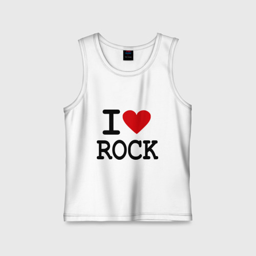 Детская майка хлопок I love Rock, цвет белый