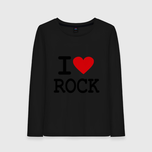 Женский лонгслив хлопок I love Rock, цвет черный