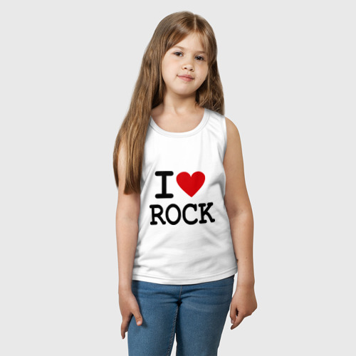 Детская майка хлопок I love Rock, цвет белый - фото 3