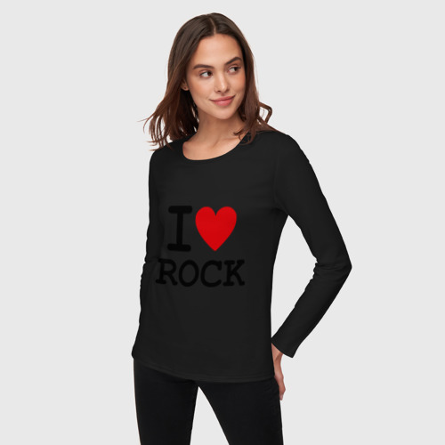 Женский лонгслив хлопок I love Rock, цвет черный - фото 3