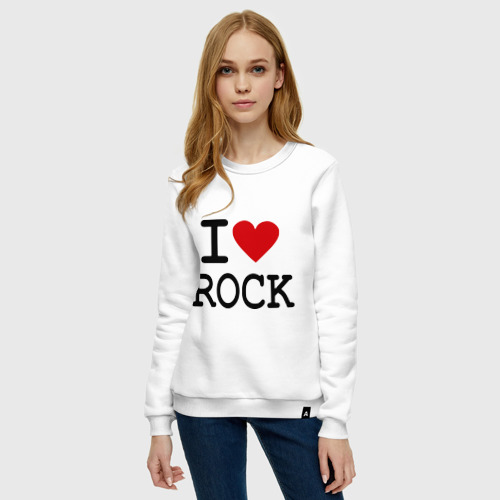 Женский свитшот хлопок I love Rock, цвет белый - фото 3