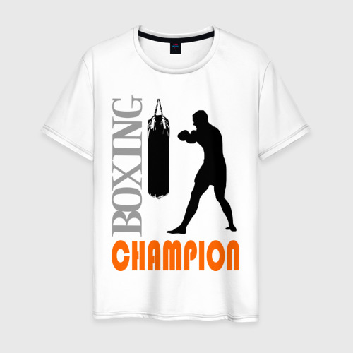 Мужская футболка хлопок Boxing champion, цвет белый