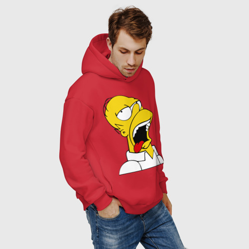 Мужское худи Oversize хлопок Gomer Simpson 2, цвет красный - фото 7