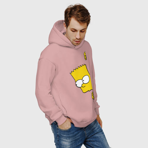 Мужское худи Oversize хлопок Bart Simpson 3, цвет пыльно-розовый - фото 7