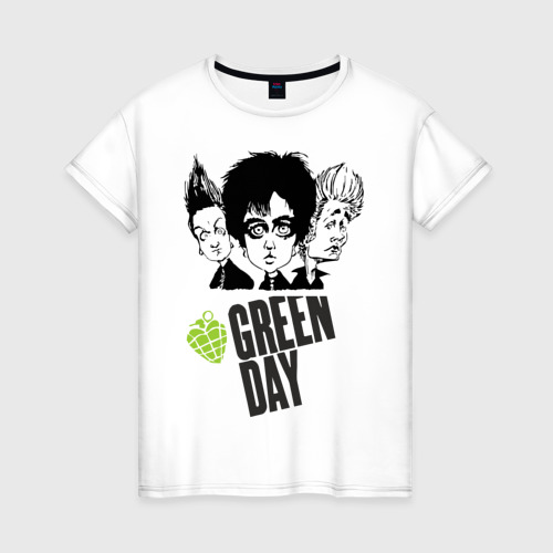 Женская футболка хлопок Green Day, цвет белый