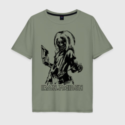 Мужская футболка хлопок Oversize Iron Maden с демоном