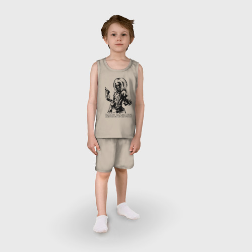 Детская пижама с шортами хлопок Iron Maden с демоном, цвет миндальный - фото 3