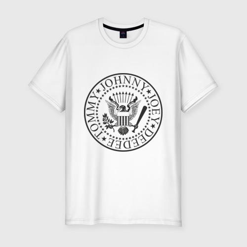 Мужская футболка хлопок Slim Ramones герб, цвет белый