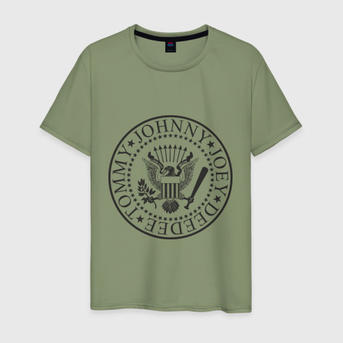 Мужская футболка хлопок Ramones герб, цвет авокадо