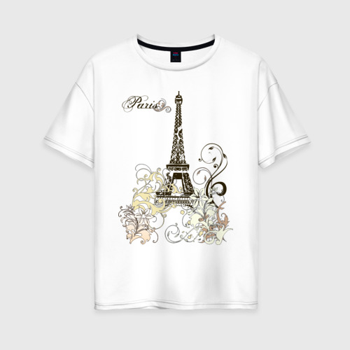Женская футболка оверсайз из хлопка с принтом Paris 2, вид спереди №1
