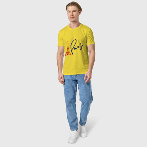 Мужская футболка хлопок Paris 3, цвет желтый - фото 5