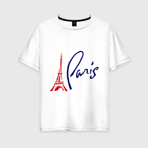 Женская футболка оверсайз из хлопка с принтом Paris 3, вид спереди №1