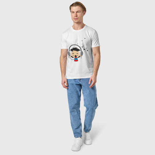 Мужская футболка хлопок Наушники (2), цвет белый - фото 5